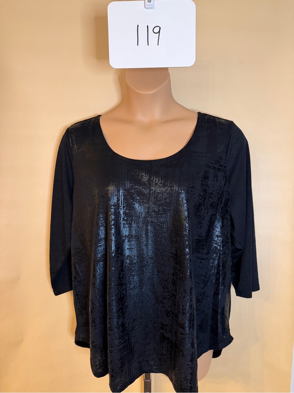 Lane Bryant Black Scoop Neck Long Sleeve Top with Subtle Shine